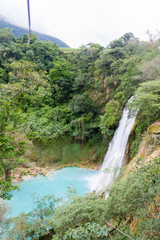 Fototapeta na wymiar Amazing waterfall in san luis potosi, Mexico, seen from above
