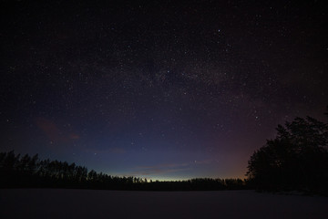 Obraz na płótnie Canvas one million stars during the sunrise, Sweden. long exposure. Milky way