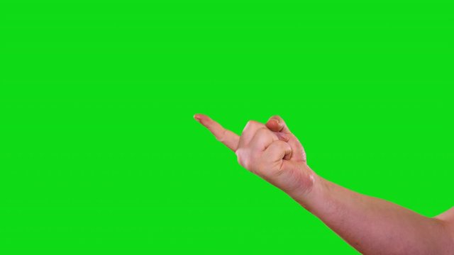 hand sign come here  of male hand over green screen