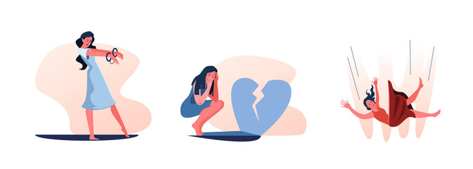 Set of women chained in relationship