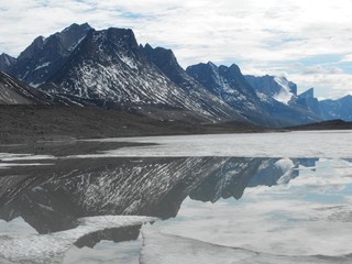Obraz premium Reflection under the ice, Summit Lake Baffin Island