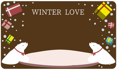 首に赤いリボンをつけたシロクマ　プレゼントボックスver