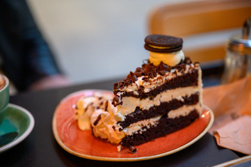 cake with cream and chocolate