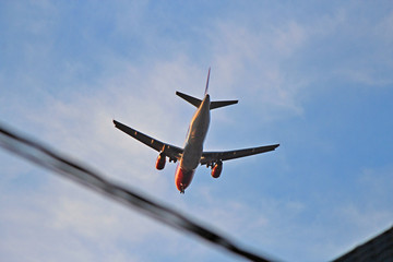 powerful airliner prepares for landing