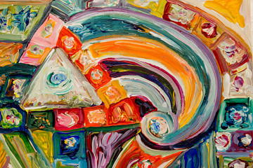 Fototapeta premium Beautiful unusual abstraction, interesting transformation of the form from one to another, a picture for home, as a gift, on a postcard. 