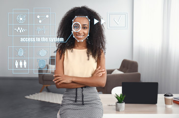 Portrait of beautiful African-American businesswoman in office