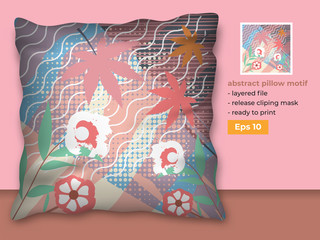 Trendy Abstract Design for Pillow Printing Production with Realistic Mock up