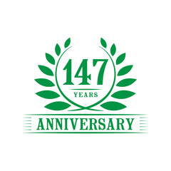 147 years logo design template. One hundred forty seventh anniversary vector and illustration.