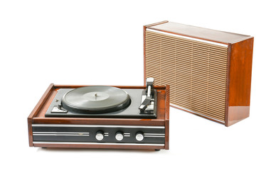 Fototapeta premium Record player on white background