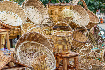 Wicker baskets. Used since ancient times. Cluse up