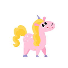 Cute magic unicorn character isolated on white.