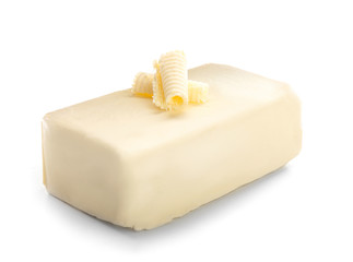 Fresh butter on white background