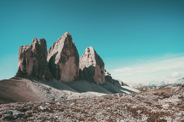 Panoramic view of the Tre Cime di Lavaredo, Dolomites