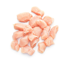 Raw cut chicken fillet on white background