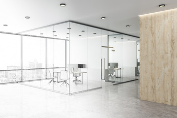 Drawing modern office interior