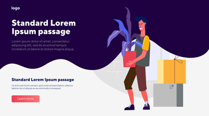 Man unboxing new plant