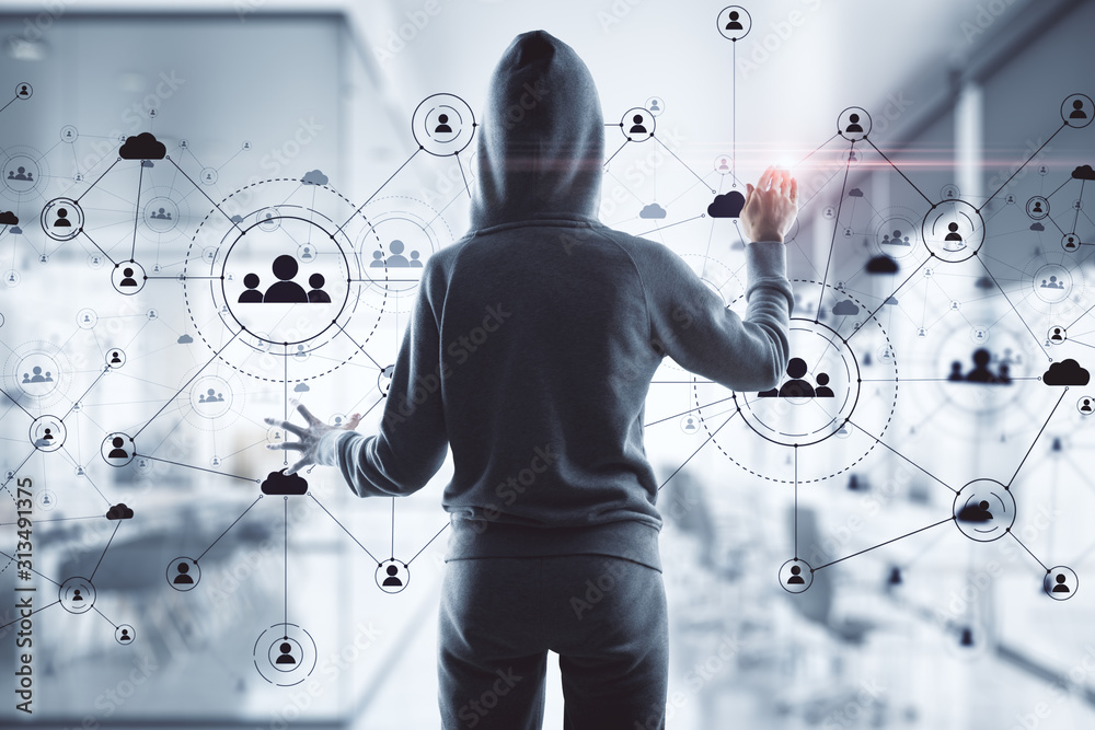 Aufkleber Hacking and cyber attack concept.