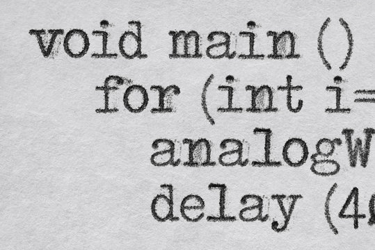 Programming language script printed by typewriter
