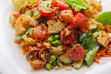 Tasty poke food , close up