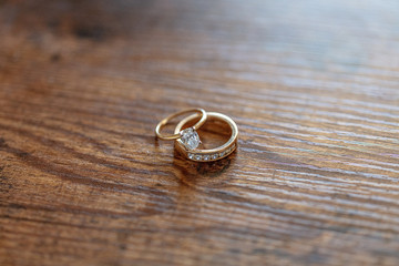 His and Hers Gold Wedding Rings with Diamonds
