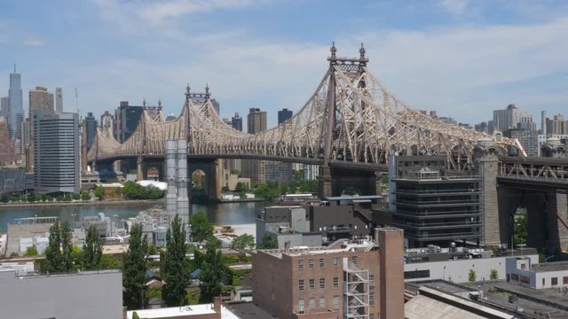 Queensboro bridge on June 24th, 2019 in Queens, New York, USA. The Queensboro bridge connects the borough of Queens with the Upper East Side in Manhattan.