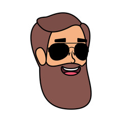 young man head with beard and sunglasses