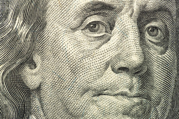 One hundred US dollars close-up. Very detailed picture of American money.