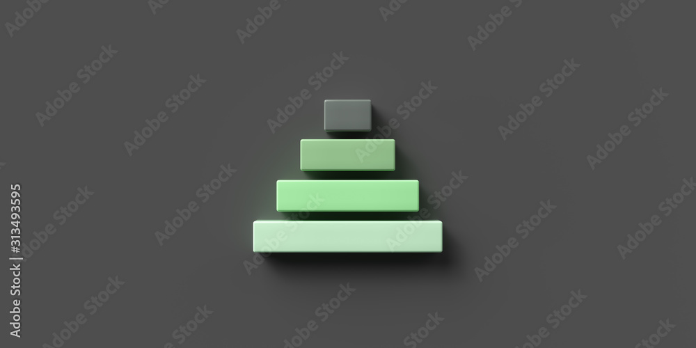 Wall mural blocks formed as a pyramid on colorful background symbolizing a hierarchy - 3d rendered illustration