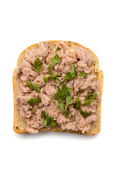 Slice of bread with spread on top