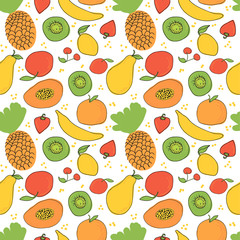 Fruit seamless pattern. Scandinavian style pattern. Vector illustration.