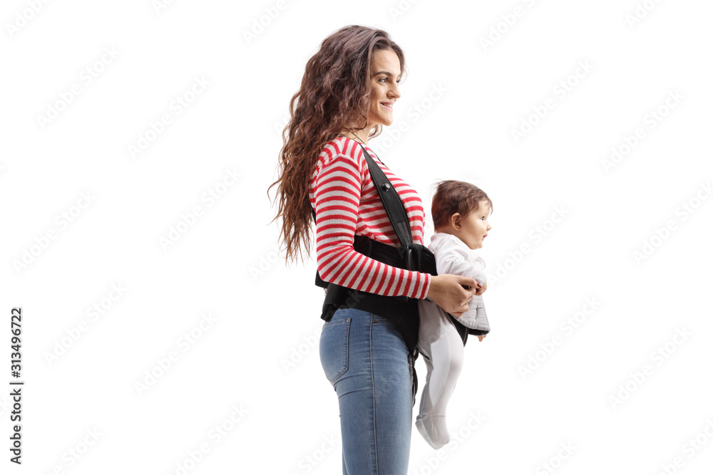 Canvas Prints Mother with a baby in a carrier