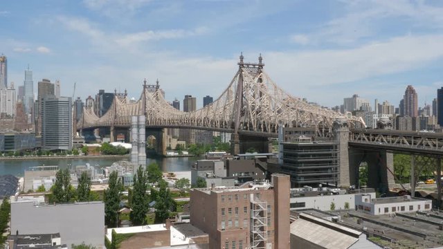 Queensboro bridge on June 24th, 2019 in Queens, New York, USA. The Queensboro bridge connects the borough of Queens with the Upper East Side in Manhattan.