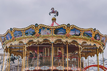 KYEV/UKRAINE - 05.01.2020: NEW YEAR'S CAROUSEL IN KIEV