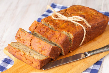 Gluten Free Banana Bread Breakfast With Knife