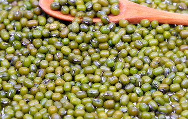 many mung beans were stacked together