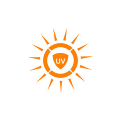 Ultra violet ray protection emblem logo design vector illustration template