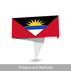 Obraz premium Antigua and Barbuda Country flag. Folded ribbon banner flag