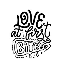 Hand drawn ettering quote about pizza. Typographic menu design. Poster for restaurant or print template. Funny concept. Vector