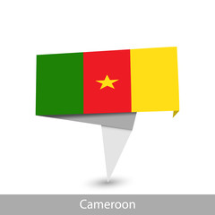 Cameroon Country flag. Folded ribbon banner flag