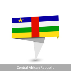 Central African Republic Country flag. Folded ribbon banner flag