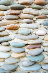 sea pebble hand masonry decorative colorful stone wall