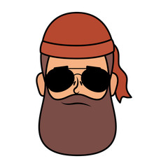 motorcyclist man with beard and sunglasses head