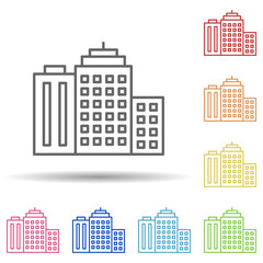 Corporate and business, cityscape, building in multi color style icon. Simple thin line, outline vector of blood donation icons for ui and ux, website or mobile application