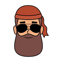 Obraz premium motorcyclist man with beard and sunglasses head