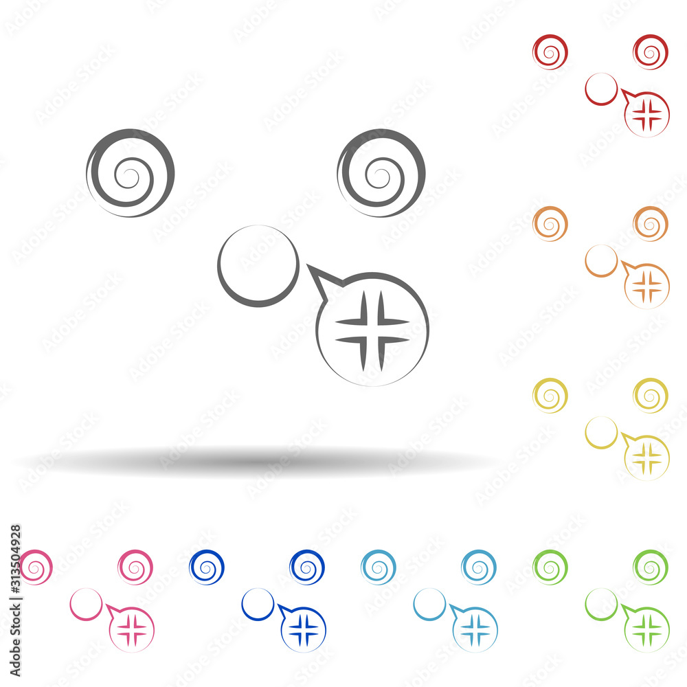 Aufkleber confused face in multi color style icon. simple thin line, outline vector of smile icons for ui and 