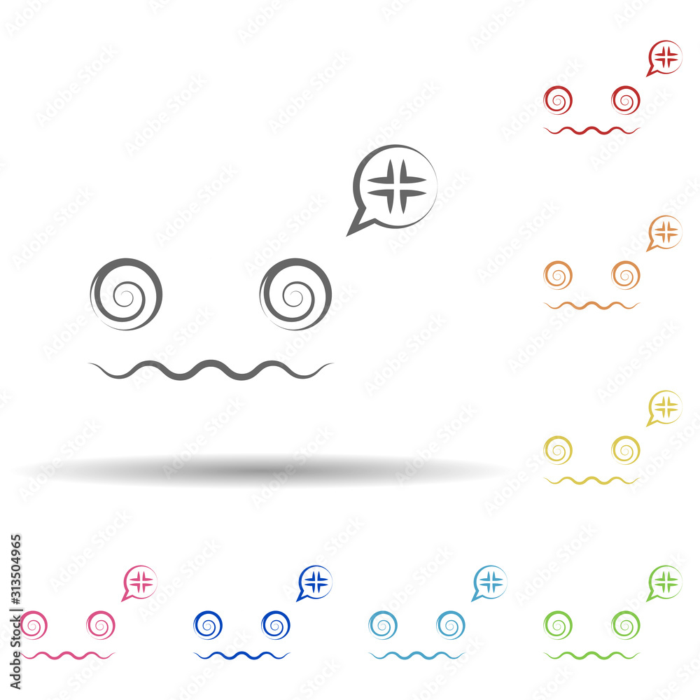 Aufkleber confused face in multi color style icon. simple thin line, outline vector of smile icons for ui and 
