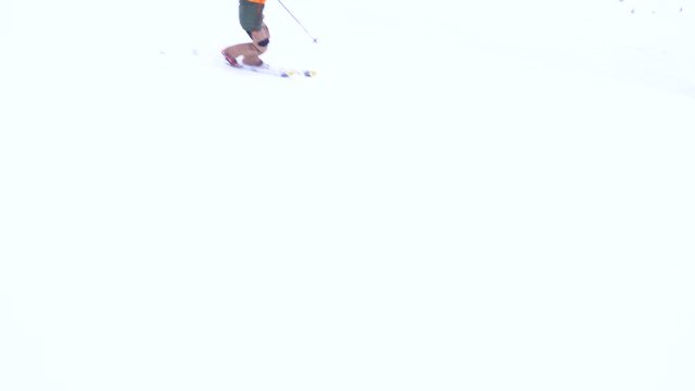professional skier practices using technique of Telemark