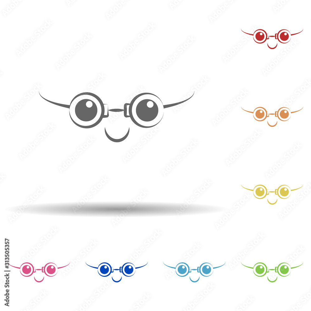 Poster smile glasses face in multi color style icon. simple thin line, outline vector of smile icons for ui