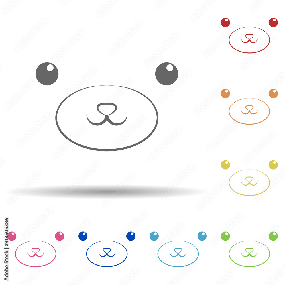 Poster smile panda face in multi color style icon. simple thin line, outline vector of smile icons for ui a