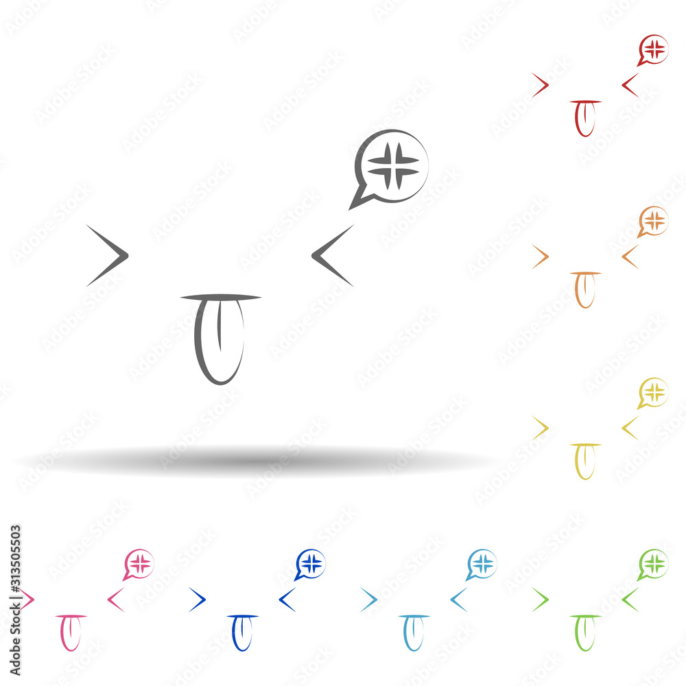 Poster tease face in multi color style icon. simple thin line, outline vector of smile icons for ui and ux,